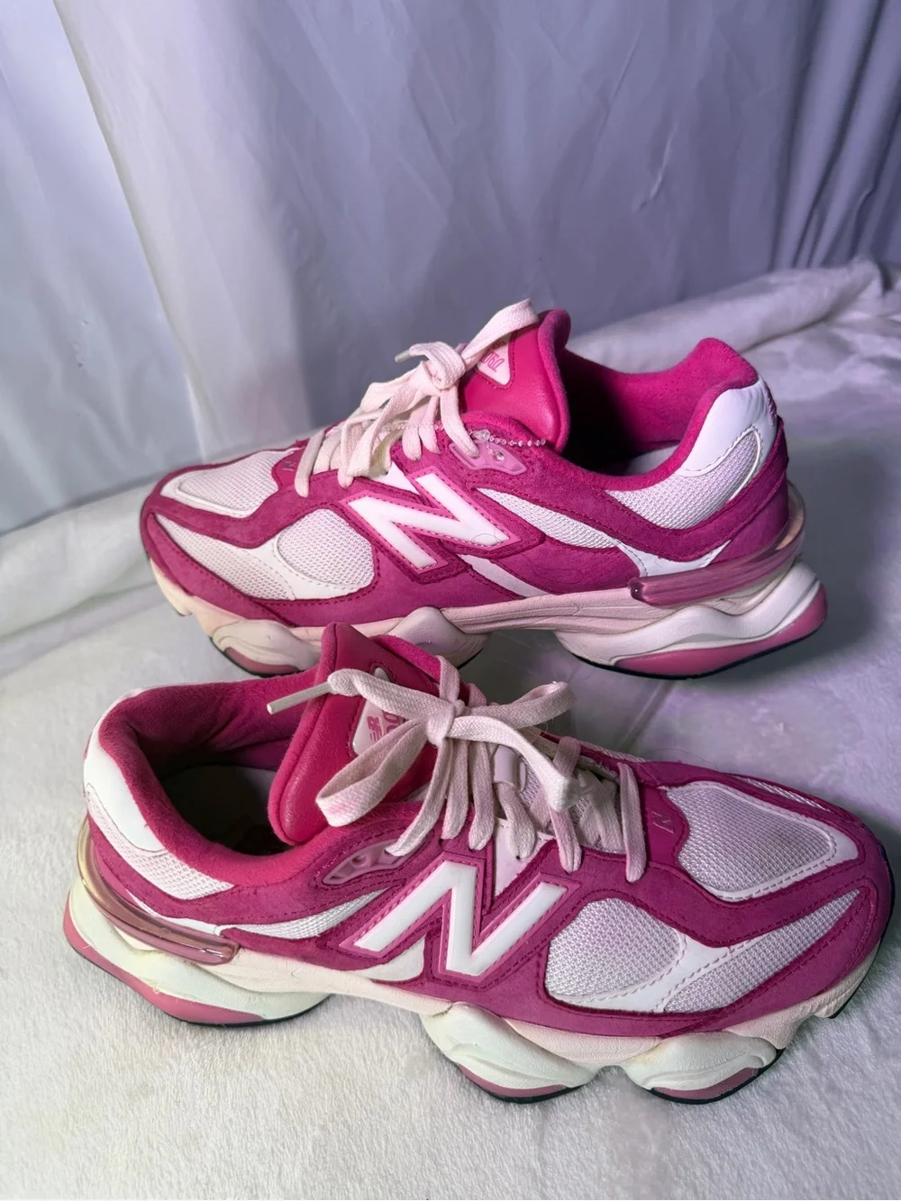 New Balance Women's Hot Pink and Cream Chunky Sneakers